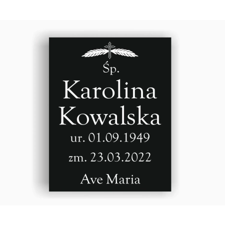 Tablica nagrobna na cmentarz 35×25 cm - czarna, akrylowa, grawerowana